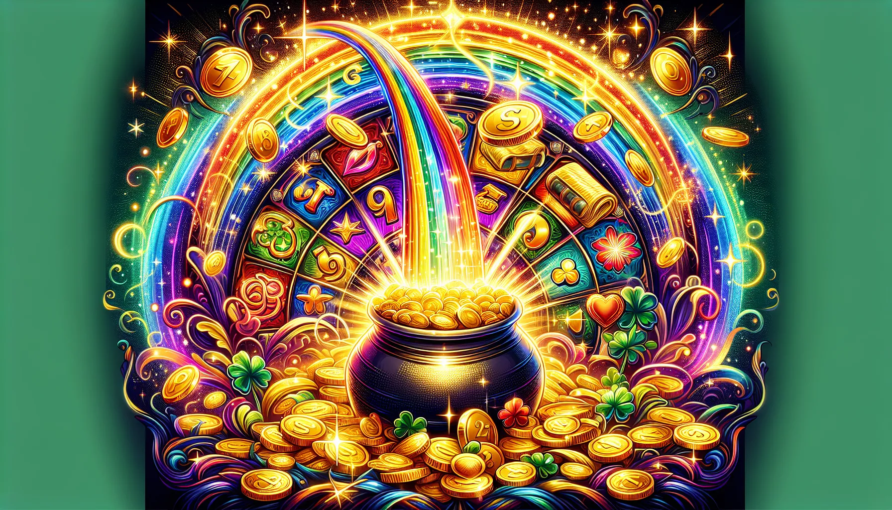 Открой 9 Pots of Gold и найди горшок золота у радуги удачи!